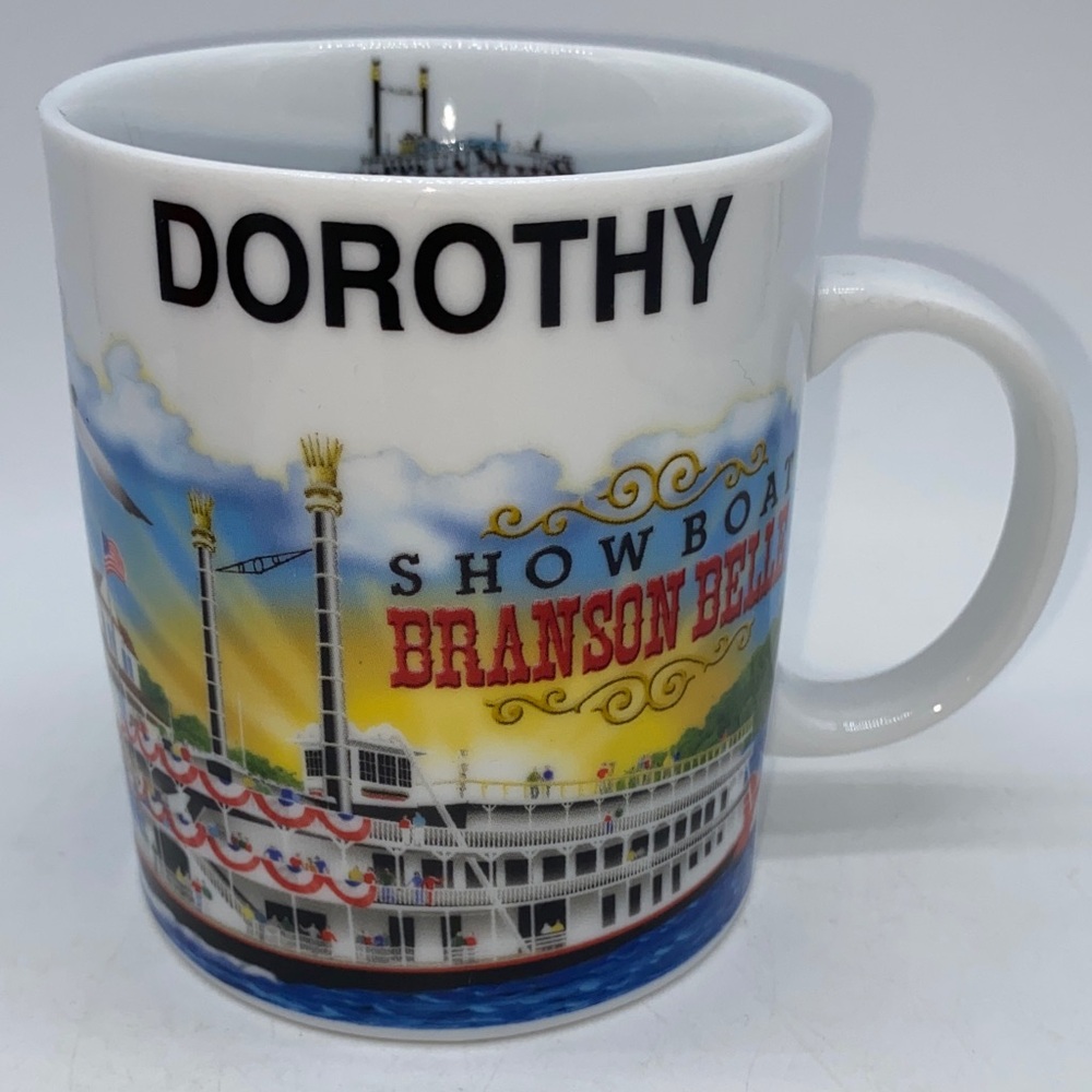 Branson Belle Showboat Mug Monogrammed Dorothy White River Landing Ceramic